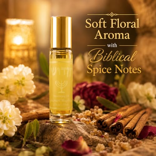 Spikenard Magdalena Anointing Oil Roll On 10ml with Olive Wood Menorah