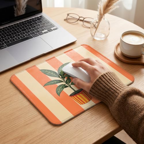 Striped Houseplant Tea Cup Mouse Pad Boho Desk Pad 9.5x7.9 Inch - color: Houseplant