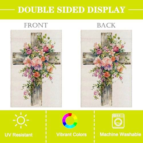 ALEXACLIST Christian Cross Spring Garden Flag 12x18 Double Sided Outdoor