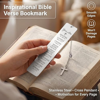 Christian Cross Bookmarks, Metal Bible Bookmarks for Women Men, 1st Communion Baptism Confirmation Gifts for Girls Boys Teens, Catholic Coming of Age Graduation Gift
