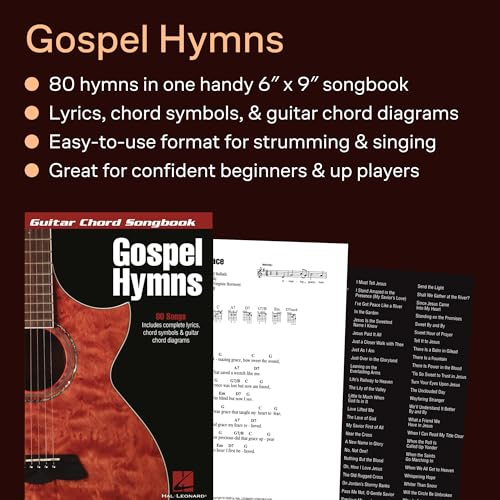 Gospel Hymns - Guitar Chord Songbook | 80 Hymns with Lyrics Chord Symbols and Guitar Diagrams | Christian Worship and Praise Sheet Music Collection | Easy Guitar Songbook for Beginners and Musicians