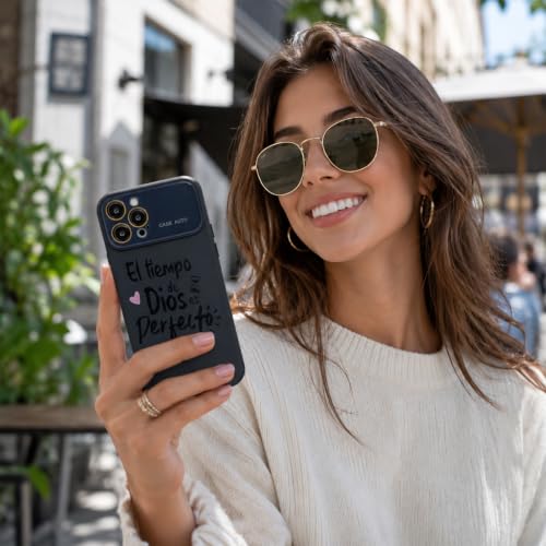 for iPhone 17 Pro Max Case God's Timing is Perfect Spanish Bible Verse Phone Case, Full Camera Lens Protection, Shockproof Drop Resistant Durable Cover (Black, iPhone 12 Pro) - color: black, size: iPhone 12 Pro