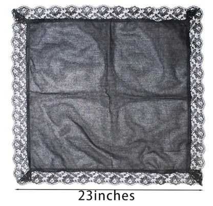24" Lap scarf lap scarves with lace trims lap handkerchief Lap covers lap skirts for women in church - color: Black+white