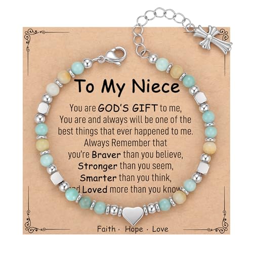 TONY & SANDY Christian Gifts for Women, Religious Cross Bracelet Faith Jewelry, Confirmation Baptism Christmas Birthday Gifts for Women, Unique Gifts for Teens Girls Kids Adults - style: Niece