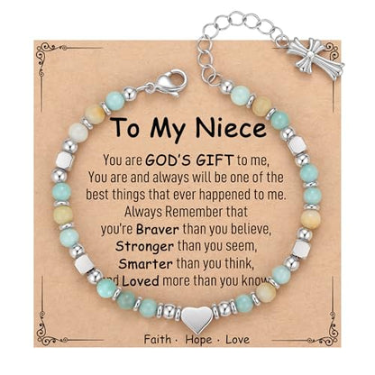 TONY & SANDY Christian Gifts for Women, Religious Cross Bracelet Faith Jewelry, Confirmation Baptism Christmas Birthday Gifts for Women, Unique Gifts for Teens Girls Kids Adults - style: Niece