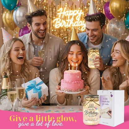 Solmay Birthday Gifts for Women, Mason Jar Night Light - color: Happy Birthday