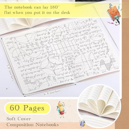 Handepo 100 Pack A5 Composition Notebooks 5"x8" Wide Ruled Notebook - color: Stylish Color, size: A5
