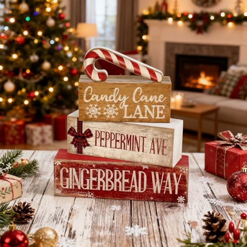 Moucuny 4 Pcs Christmas Table Decor Wooden Candy Cane Decoration Farmhouse - style: Candy Cane