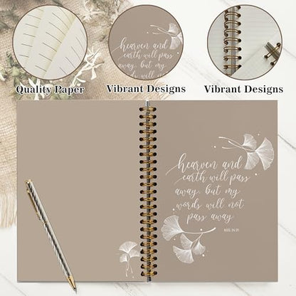 Christian Notebook Journal - Christian Gifts for Women, Inspirational Bible Journal Notebooks for Note Taking, Bible Study, Prayer & Church Notes, A5 Spiral Notebook (Ginkgo leaves) - color: Ginkgo leaves