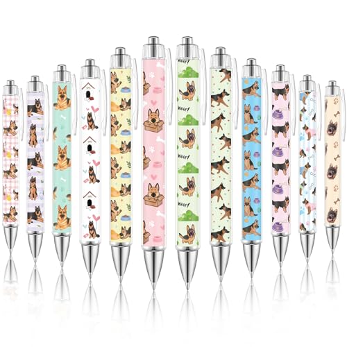Dispowreath 12 Pcs German Shepherd Dog Retractable Ballpoint Pens - style: German Shepherd