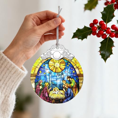 Christmas Ornament, Christmas Tree Decor, Christian Ornament, Nativity Scene, Religious Home Decor, Christian Gifts, Religious Gifts, Gift Exchange, Gift Idea - Pattern F - color: Nativity Pattern M