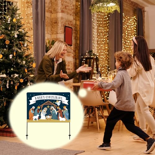 Christmas Decorations Outdoor Yard Nativity Scene Yard Sign reversible Dual Religious Manger Scene Yard Sign for Garden Lawn Christmas Decorations Holy family nativity scenes (Garden Sign Large) - size: Garden Sign Large