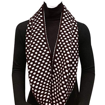 Wrapables Thick Knitted Winter Warm Infinity Scarf - color: Brown/White