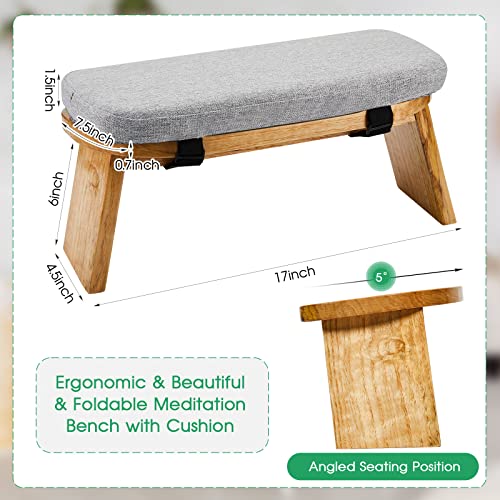 Namalu Bamboo Meditation Stool Foldable with Cushion, 16.1 x 7.5 x 6.7 Inch