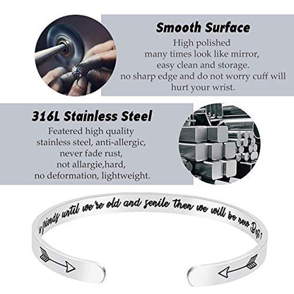 Fesciory Inspirational Bracelets for Women, Stainless Steel Cuff Bangle - color: Silver-34