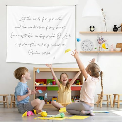 EGBTL Christian Tapestry, Bible Verse Wall Tapestry for Bedroom, Religious Scripture Modern Minimalist Tapestries Wall Hanging Decor for Home Church Office Living Room, 50x60 Inches