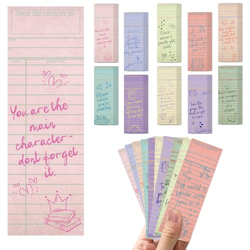 100 Pcs Vintage Library Paper Bookmarks, Inspirational Quotes Aesthetic Bookmarks Bulk, Cute Handwritten Book Mark for Women Man Reading Lovers Students Teachers Office Workers Gift - color: Library