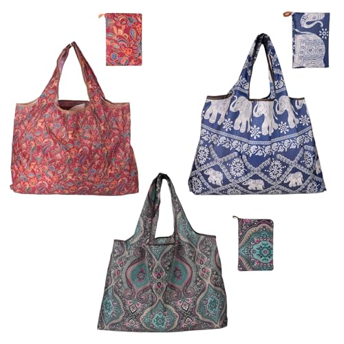Large Foldable Grocery Bag Set of 3 Reusable Shopping Bags