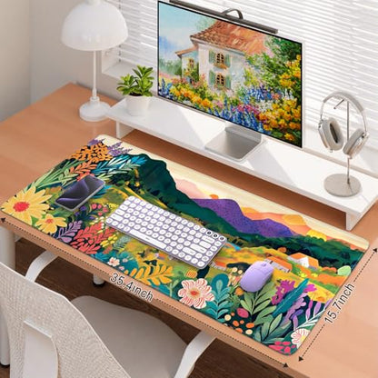 iCasso Large Gaming Mouse Pad 35"x16",Waterproof Desk Mat,Oil Painting - color: Oil Painting