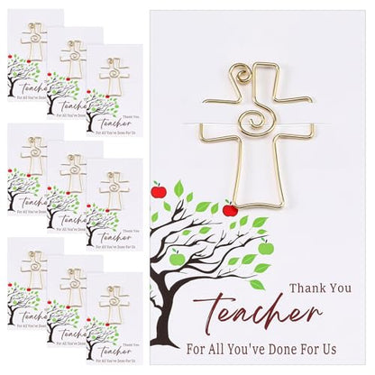 Skyygemm 12 Sets Religious Teacher Appreciation Gifts Cross Paper Clips for Bible Christian Bookmark Thank You Teacher Gift for End of Year Gifts Graduation Sunday School Party Supplies