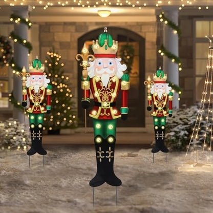 Christmas Yard Sign Decorations Outdoor with LED Lights Christmas Nutcracker Yard Signs with Metal Stakes for Xmas Holiday Party Lawn Sign Garden Decor Xmas Outdoor Yard Signs - style: king