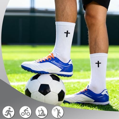 6 Pairs Cross Socks for Men US 7-9 Christian Pastor Crew Socks - color: Black, White