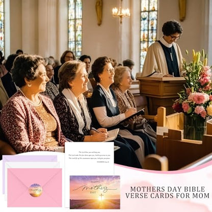 Spakon 30 Sets Mother's Day Christian Cards with Envelopes Stickers