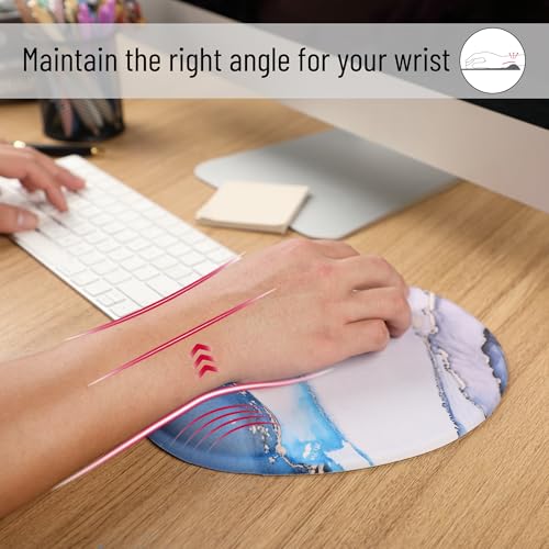 Mr. Pen- Ergonomic Mouse Pad with Wrist Rest, Glacial Blue Marble Design - color: Glacial Blue Marble