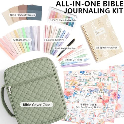 Bible Cover Case for Women Puffer Bible Bag w/Study Supplies Journaling Kit