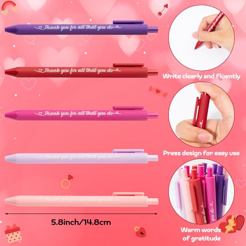 ANGOLIO Valentine's Day Employee Appreciation Gifts - 30 Sets Happy Valentines Bookmarks Pens Heart Keychains Bulk Pink Motivational Thank You Gifts for Team Staff Coworkers Employees Teachers Nurses - style: Valentine's Day