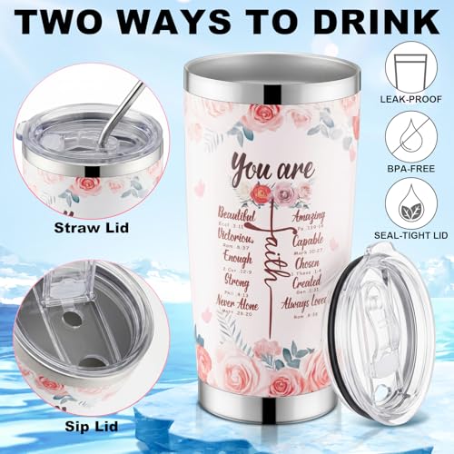 Gejoy 4 Pack Bible Verse Tumblers 20 oz Stainless Steel with Lid