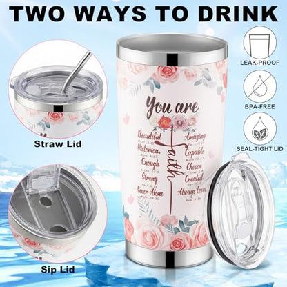 Gejoy 4 Pack Bible Verse Tumblers 20 oz Stainless Steel with Lid