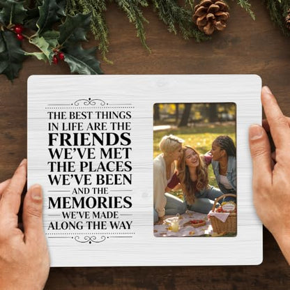 Friends Picture Frame, Friendship Wood Photo Frame, Friend Gift for Birthday, Christmas, Family Memories, 4x6 Photo - color: White 4