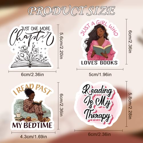 100 Pcs Black Women Reading Stickers Black Girl Sticker for Women - style: Black Women Reading