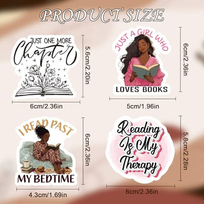 100 Pcs Black Women Reading Stickers Black Girl Sticker for Women - style: Black Women Reading