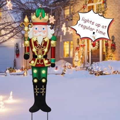 Christmas Yard Sign Decorations Outdoor with LED Lights Christmas Nutcracker Yard Signs with Metal Stakes for Xmas Holiday Party Lawn Sign Garden Decor Xmas Outdoor Yard Signs - style: king