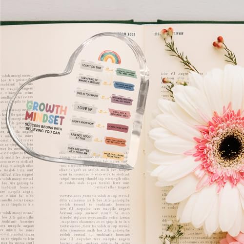 Growth Mindset Heart Shaped Acrylic Sign, Mental Health Therapy Decor - color: Growth Mindset