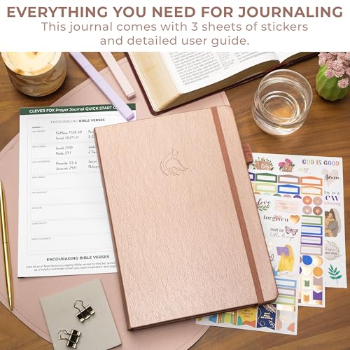 Clever Fox Prayer Journal with Prompts, Bible, Women, Teen, B5 Rose Gold - color: Rose Gold, size: Smaller than A4 (7" x 10")