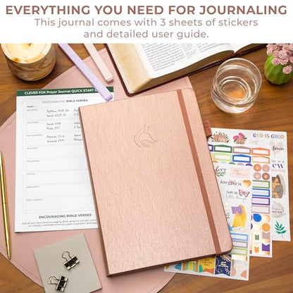 Clever Fox Prayer Journal with Prompts, Bible, Women, Teen, B5 Rose Gold - color: Rose Gold, size: Smaller than A4 (7" x 10")