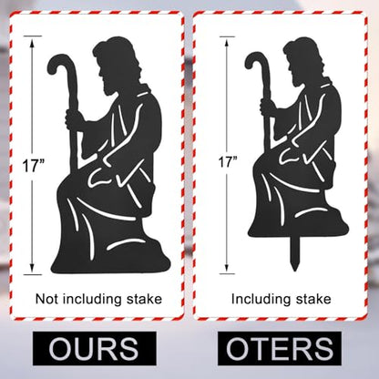 Nativity Scene Outdoor,Black Silhouette Metal Nativity Set for Yard Stakes - color: Nativity-black