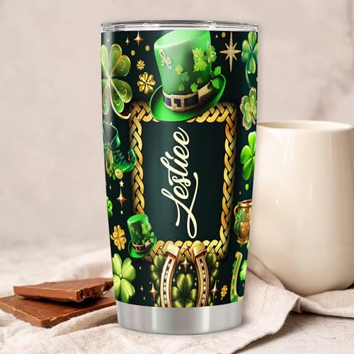 Dorris Personalized Name St Patrick's Day Tumbler with Lid 20oz 30oz Stainless Steel Insulated Cups Travel Coffee Mug Gifts for Women Men Christian Family Friends - color: Patrick 2