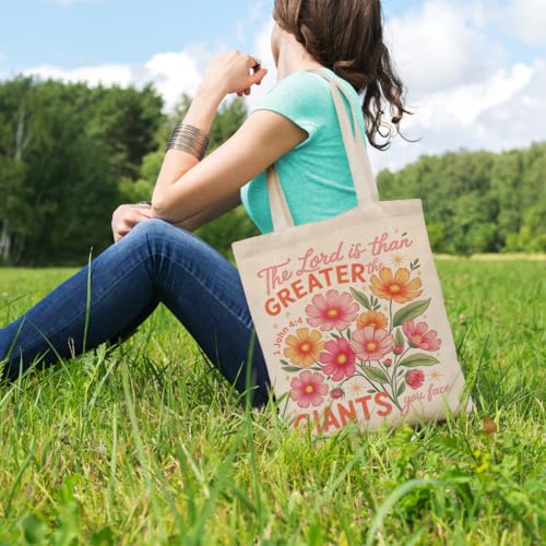 Decohim Christian Gifts for Women Canvas Tote Bag, Pink Floral Shoulder Bag