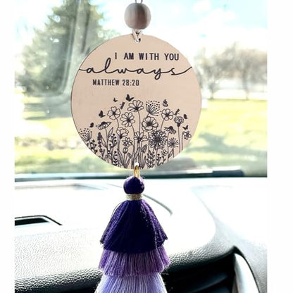 Christian Car Charm Cute Rear View Mirror Accessories for Women - color: Purple