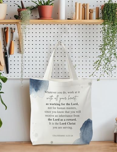 Bible Bags for Women, Christian Tote Bag, Gifts for Christian Women - color: Colossians 3:23-24