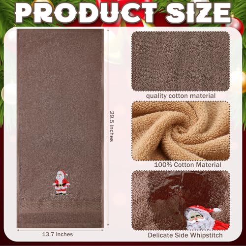 SmoothNovelty 3 Pcs Christmas Hand Towels for Bathroom, Brown, Santa Claus - color: Santa Claus, size: 13.3 x 29.5 inches