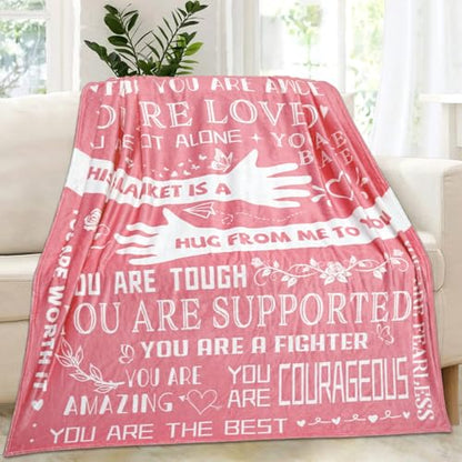 Healing Hug Blanket 60"x50", Encouragement Inspirational Thinking of You Gifts for Women, Chemotherapy Must Haves, Get Well Gifts for Women After Surgery, Pink - color: You Are-pink