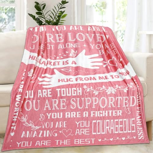 Healing Hug Blanket 60"x50", Encouragement Inspirational Thinking of You Gifts for Women, Chemotherapy Must Haves, Get Well Gifts for Women After Surgery, Pink - color: You Are-pink