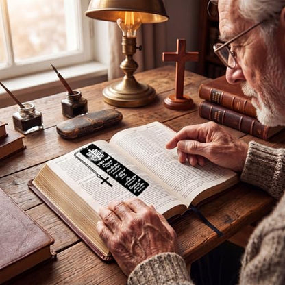 Gueevin 12 Pcs Christian Bookmark Bulk Man of God Metal Inspirational Lion Bible Verse Book Marks Religious Scripture Bookmarks with Cross Pendant for Men Dad Husband Reading Gifts - style: Man of God