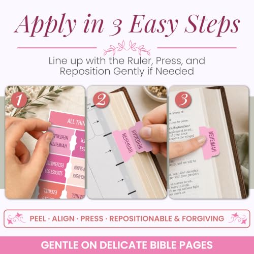 90 Christian Bible Tabs for Women & Kids - Neon Pink - color: Neon Pink