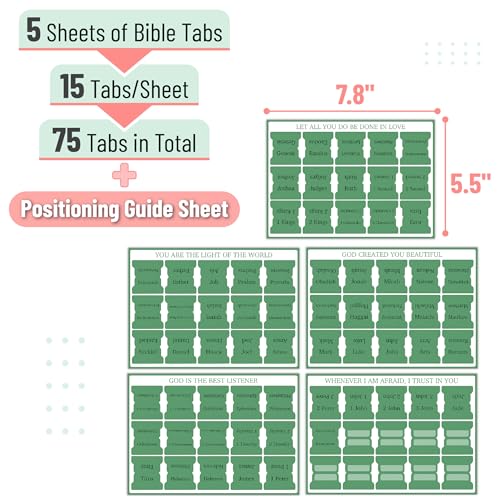 Mr. Pen- Laminated Bible Tabs, 75 pcs, Easy-to-Read & Apply - color: Forest Green